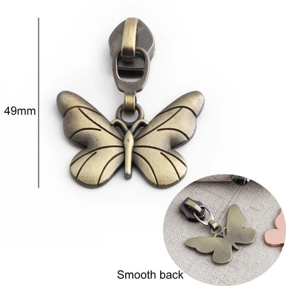 5個入 かわいい蝶モチーフ 金属製 5号ナイロンプルスライダー クロスボディバッグ用 衣類用 取り外し可能 ジッパー修理キット 財布DIY サイズ：10個入り; 並行輸入品