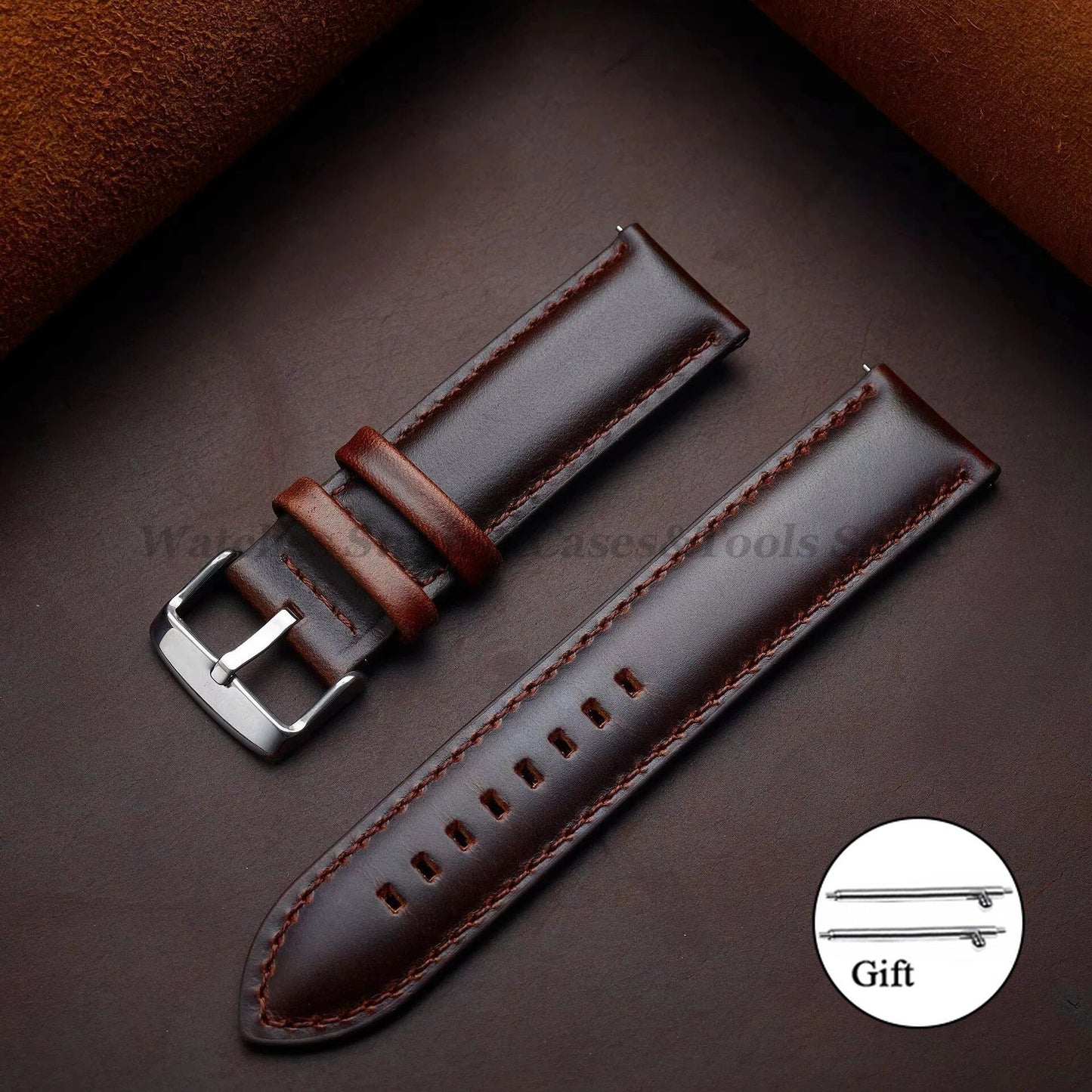 Genuine Leather Watch Band, Vintage Style, 18mm, 20mm, 22mm, 24mm, 26mm, DW Compatible, Quick Release, Universal Wristband, Band Color: mm, Parallel Import