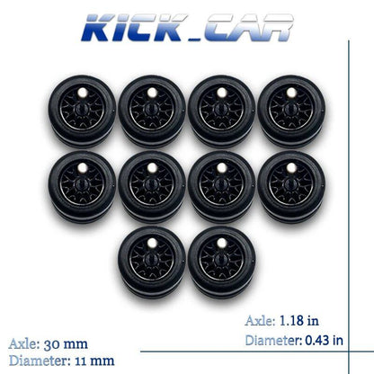 1/64 Scale Wheels with Fixed Rubber Tires, Branch Spokes, Refit Parts for Toy Models and Diecast Cars, Compatible with Hot Wheels (5 Sets for 5 Cars), Color: MMW, Parallel Import