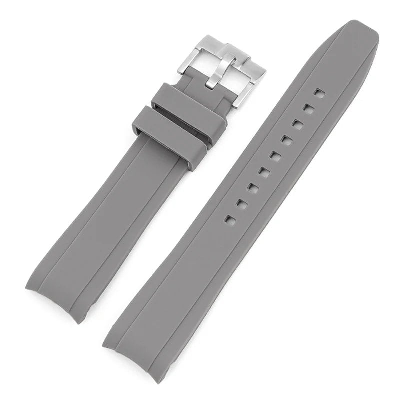 18mm, 19mm, 20mm, 21mm, 22mm Curved End Silicone Rubber Waterproof Universal Strap for Omega Moonwatch Bracelet, Band Color: mm, Parallel Import
