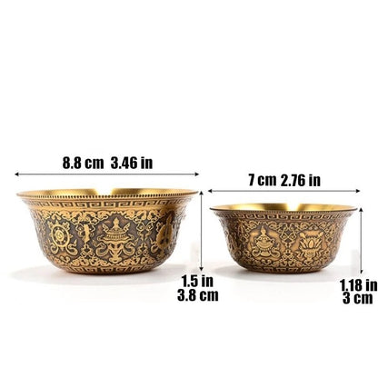 ミニ ゴールド ブラス 仏教ボウル チベット風 縁起物 25ml 彫刻 聖水カップ 瞑想ボウル ホームギフト デコレーション サイズ：cm;カラー：アーミーグリーン 並行輸入品