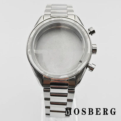 40mm Silver Watch Case with Stainless Steel Bezel for VK63, Parallel Import