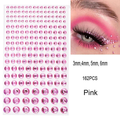 1/5/8-Piece 3D Face and Eye Tattoo Stickers for Party Makeup, Diamond Rhinestone Stickers, Self-Adhesive Mixed Crystal Face Decoration Stickers, Parallel Import