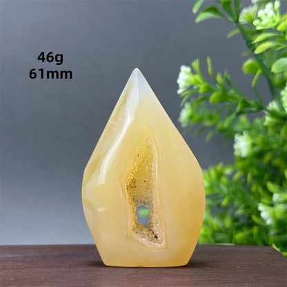 Natural Yellow Agate Geode, Freeform Torch, Mineral Energy, Home Furnishings, Meditation, Aura, Prayer, Altar, Gift, Parallel Import
