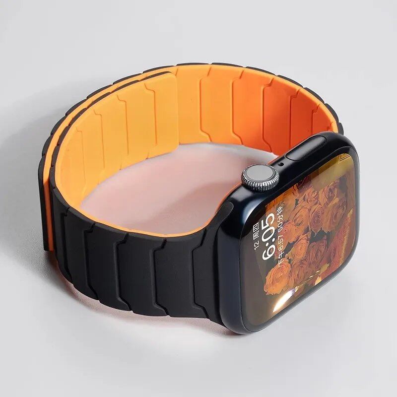 Magnetic Silicone Band for Apple Watch Ultra 2, 49mm, 45mm, 41mm, Series 9/8/7/6/SE/5/4, 38mm, 40mm, 42mm, 44mm, Band Color: mm, Parallel Import