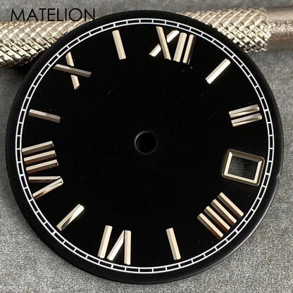29mm Sunburst Dial Roman Dial Compatible with NH35, NH36, NH38, NH70, NH71, NH72, 4R35, and 4R36 Automatic Movement with Metallic Markers and DJ Hands (Parallel Import)