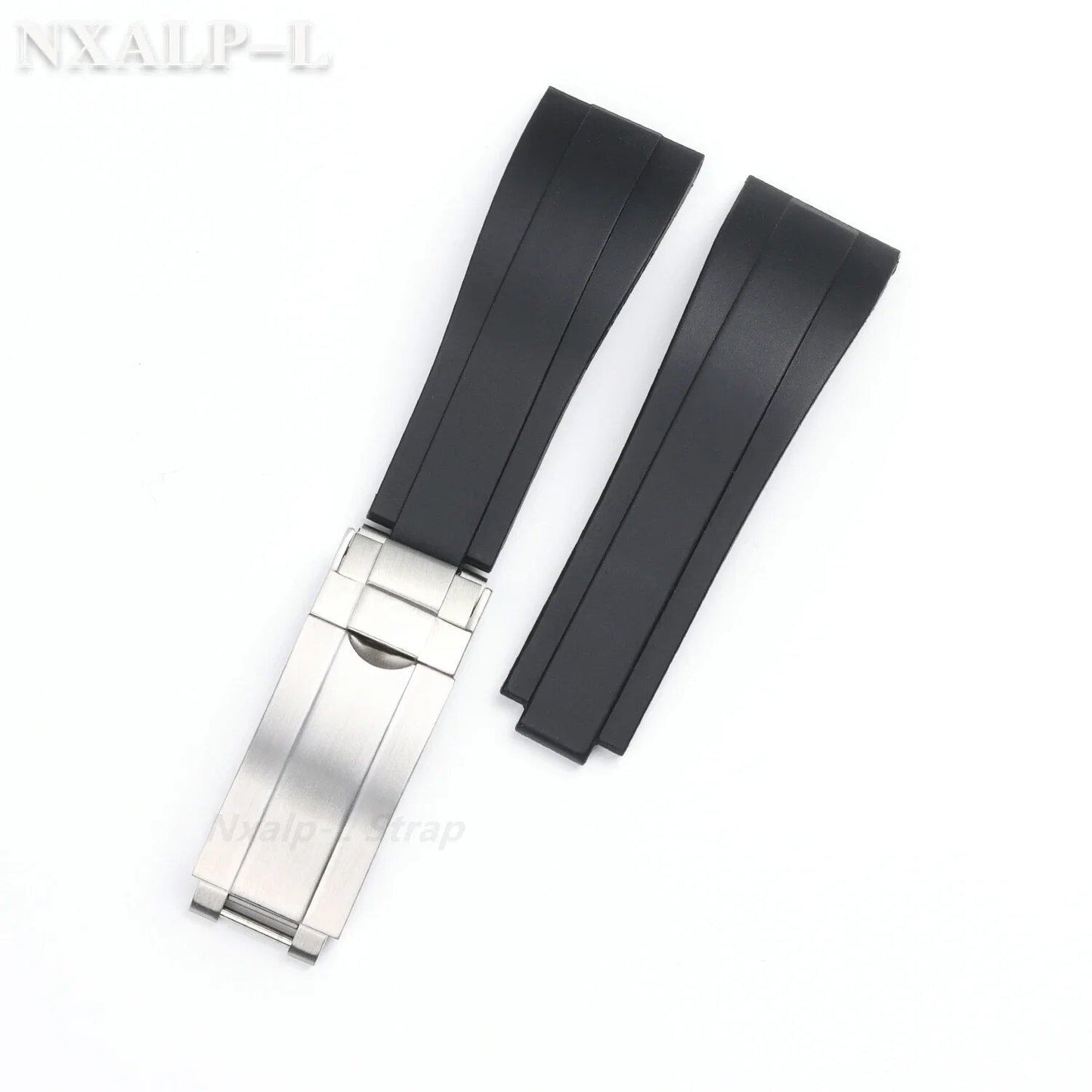 20mm Silicone Rubber Dive Watch Strap Bracelet for Rolex Daytona, Submariner, GMT, and Yacht-Master, 9x9mm, Fine-Adjust Buckle, Size: No Logo; Band Color: Black; Band Width: 20mm, Parallel Import