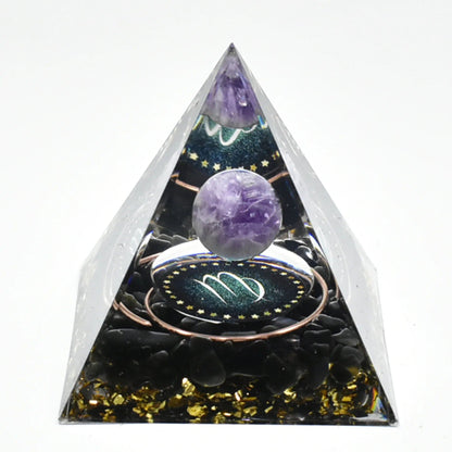 12 Zodiac Signs Orgonite Pyramid, 5cm, Horoscope Healing, Natural Quartz Crystal, Lucky Energy, Chakra, Reiki, Orgonite, Power Stone, Birthday Gift, Parallel Import