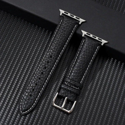 Genuine Leather Strap with Grained Design for Apple Watch 38/40/41mm, iWatch Ultra 8/7/6/SE/5/4, 42/44/45/49mm, Band Color: mm, Parallel Import