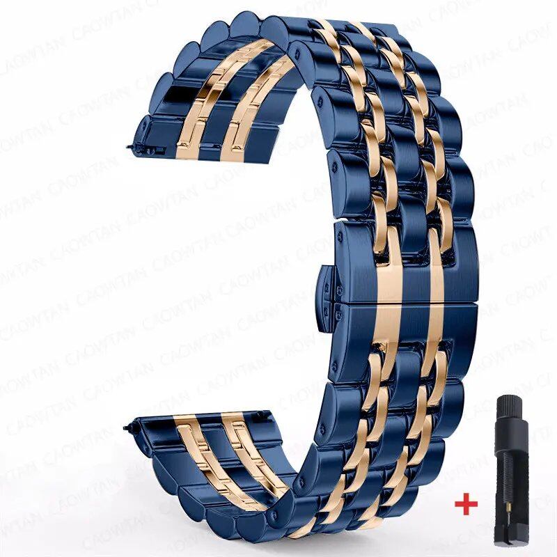 22mm and 20mm Stainless Steel Bands for Samsung Galaxy Watch 3, 4, 5 (45mm), Gear S3 (46mm and 42mm), and Active 2 (40mm and 44mm) - Compatible with Amazfit BIP 2 and GTR. Band Color: mm; Ships from: Parallel Import