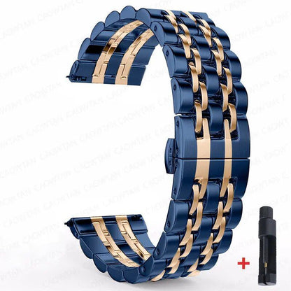 22mm and 20mm Stainless Steel Bands for Samsung Galaxy Watch 3, 4, 5 (45mm), Gear S3 (46mm and 42mm), and Active 2 (40mm and 44mm) - Compatible with Amazfit BIP 2 and GTR. Band Color: mm; Ships from: Parallel Import