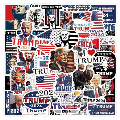 10/30/50/120-Count Funny Trump 2024 Stickers, Cool Graffiti Design, Waterproof DIY Decals for Smartphones and Laptops, Character Stickers, Parallel Import