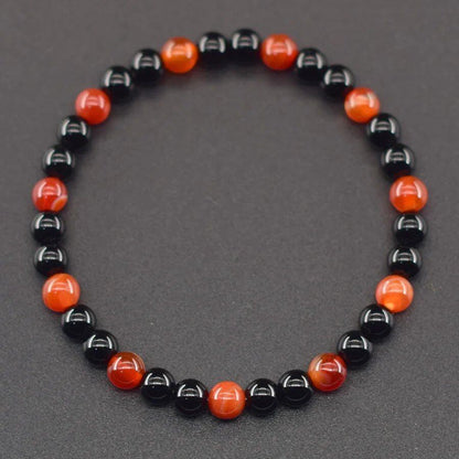 6mm Natural Red Striped Agate Bead Bracelet for Women with Black Tourmaline Beads, Spiritual Protection Stone, Pulsera, Wristband, Parallel Import