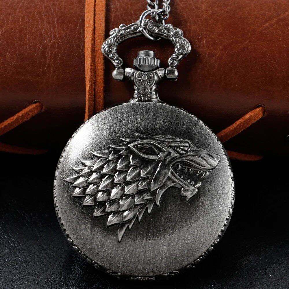 Bronze Antique Western Werewolf Embossed Quartz Pocket Watch, Vintage Men's Fob Chain Watch, Gift for Women and Kids, Parallel Import