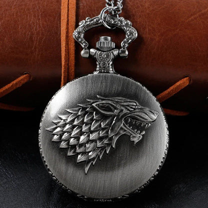 Bronze Antique Western Werewolf Embossed Quartz Pocket Watch, Vintage Men's Fob Chain Watch, Gift for Women and Kids, Parallel Import