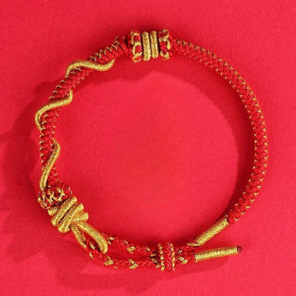 Year of the Snake Handmade Adjustable Bracelet for Women, Dragon Scales, Amulet, Zodiac Luck, Beads, Red Rope Chain, Men's Jewelry, Parallel Import