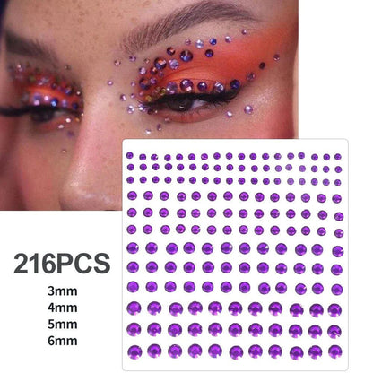 1/5/8-Piece 3D Face and Eye Tattoo Stickers for Party Makeup, Diamond Rhinestone Stickers, Self-Adhesive Mixed Crystal Face Decoration Stickers, Parallel Import