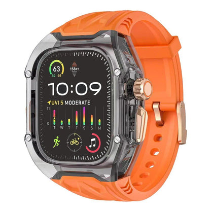 Transparent Customization Kit for Apple Watch Ultra 10/9/8/7, 49mm/44mm/45mm Compatible Strap &amp; Case Set, Rubber Band Mod for iWatch Series 6/5/4, Band Color: ; Ships from: Parallel Import