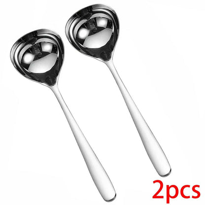 Set of 1/2 304 Stainless Steel Spoons, Soup Spoon, Rice Spoon, Long Handled Dish Set, Kitchen Utensils, Color: Deep Spoon, Parallel Import