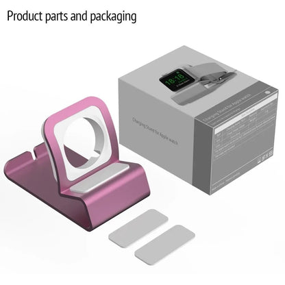 Aluminum Charging Stand for Apple Watch - Compatible with iWatch Ultra/SE/8/7/6/5/4/3/2/1, Dock Station with Silicone Bracket, Color: Parallel Import
