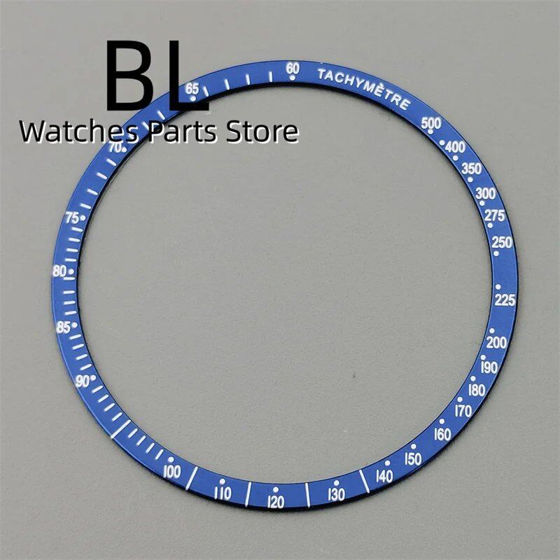 BLIGER 40mm Black PVD VK63 Watch Case with Black, Blue, Red, Green, and Silver Inserts, Acrylic Mirror, and VK63 Movement Assembly and Repair Parts; Dial Diameter: VK63 (Imported)