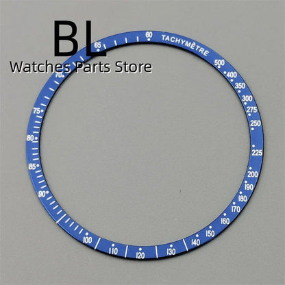 BLIGER 40mm Black PVD VK63 Watch Case with Black, Blue, Red, Green, and Silver Inserts, Acrylic Mirror, and VK63 Movement Assembly and Repair Parts; Dial Diameter: VK63 (Imported)