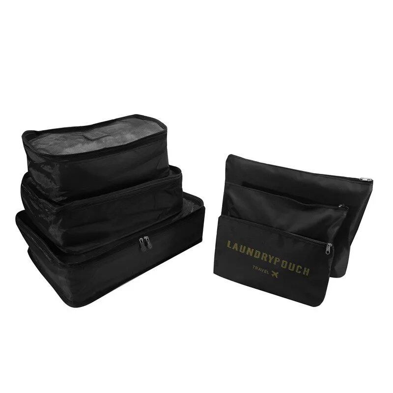 Set of 6 Travel Storage Bags for Clothes, Wardrobe, Suitcase, and Shoe Storage, Packing Cubes, Travel Organization Bags (Parallel Import)