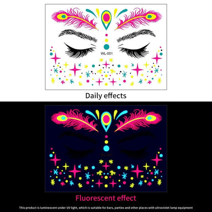 1/5/8-Piece 3D Face and Eye Tattoo Stickers for Party Makeup, Diamond Rhinestone Stickers, Self-Adhesive Mixed Crystal Face Decoration Stickers, Parallel Import