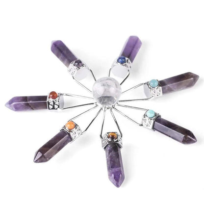 Amethyst Crystal Quartz Stone Hexagonal Spiral Pendulum Energy Generator for Healing, Chakra Awakening, Spiritual Meditation, and Decoration (Imported)
