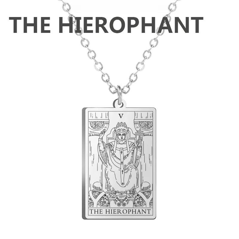Stainless Steel Classic Tarot Card Pendant Necklace, Major Arcana, Gypsy Tarot, Divination Necklace, Jewelry, Mother's Day Gift, Parallel Import