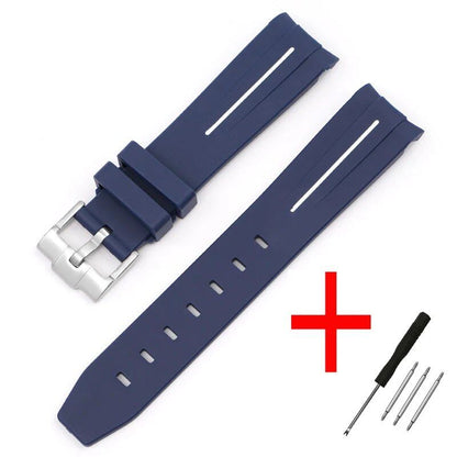 New 20mm Bent End Rubber Watch Strap for Omega Moonwatch, Joint Constellation, Men's Waterproof Sports Watch Band, Band Color: 20mm; Band Width: 20mm, Parallel Import
