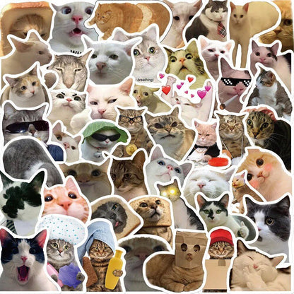 10/30/50枚入り 面白い猫のミーム グラフィティステッカー DIYスクラップブック ノートパソコン スーツケース用 かわいい動物デカール おもちゃ ギフト向けステッカー 0個入り 並行輸入品