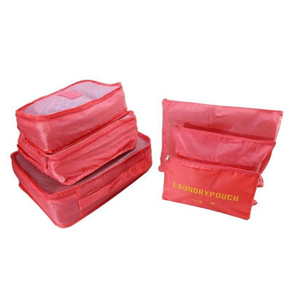 Set of 6 Travel Storage Bags for Clothes, Wardrobe, Suitcase, and Shoe Storage, Packing Cubes, Travel Organization Bags (Parallel Import)