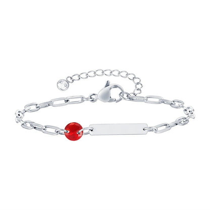 Vnox Zodiac Birthstone Bracelet for Women and Girls, Stainless Steel Rectangular Chain Bracelet with Personalization, Birthday Gift, Metal Color: BR-2085, Parallel Import
