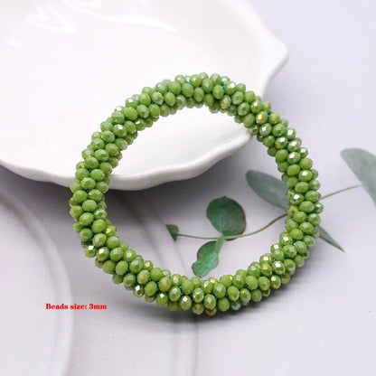 New Hair Accessory: Glass Bead Bracelet &amp; Hair Tie, Elastic Hair Rope, Simple Scrunch, Ponytail Headdress, Women's Bracelet, 18cm Long; Metal Color, Parallel Import
