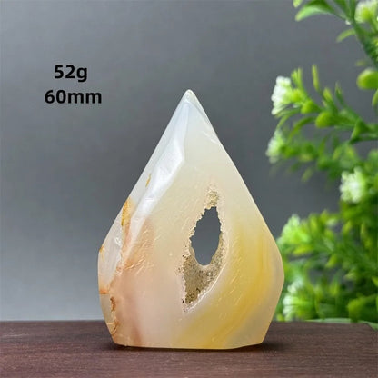 Natural Yellow Agate Geode, Freeform Torch, Mineral Energy, Home Furnishings, Meditation, Aura, Prayer, Altar, Gift, Parallel Import