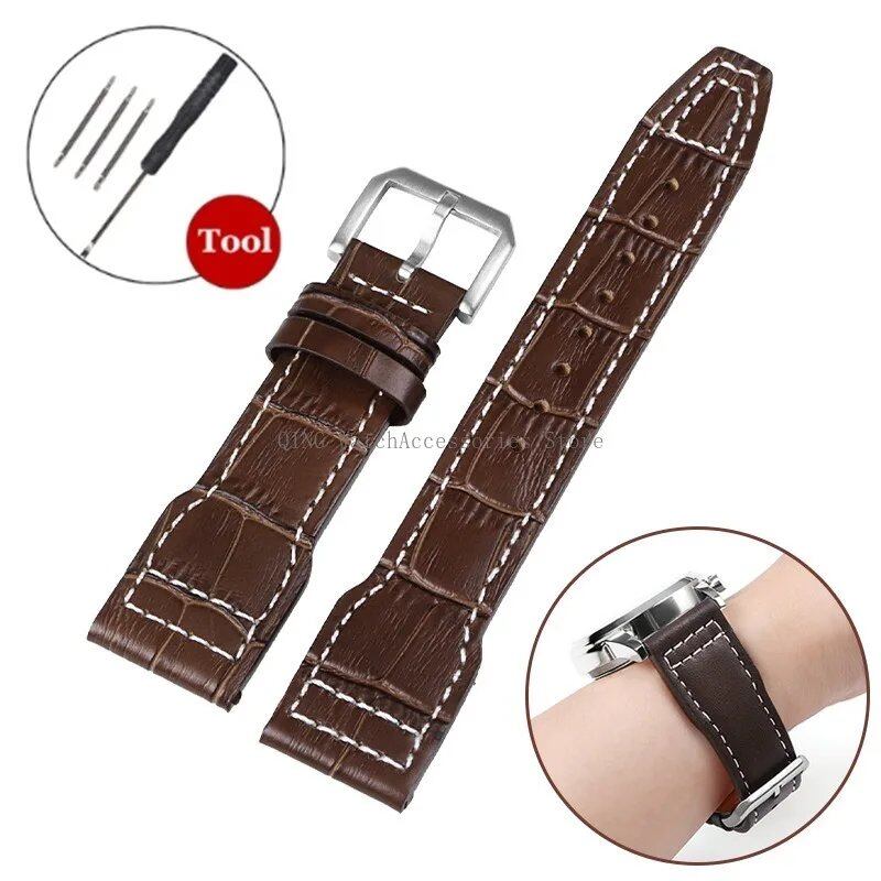 IWC Pilot's Mark 327004/377714 Genuine Leather Strap, Cowhide Leather, Smartwatch Wristband with Folding Buckle, Women's/Men's Bracelet, 20/21/22mm Band Color: mm, Parallel Import