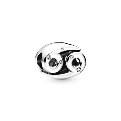 Sparkling 12 Zodiac Sign Beads with Aries, Cancer, and Libra Charms, Original 925 Sterling Silver Bracelet, DIY Jewelry Gift, Parallel Import