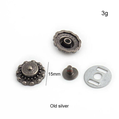 新作 アンティークシルバー風 高品質レザーバッグ用リベットスタッド 15-22-29mm 10-50-100個セット レトロ模様デザイン メタルアクセサリーパーツ サイズ：シルバー 並行輸入品