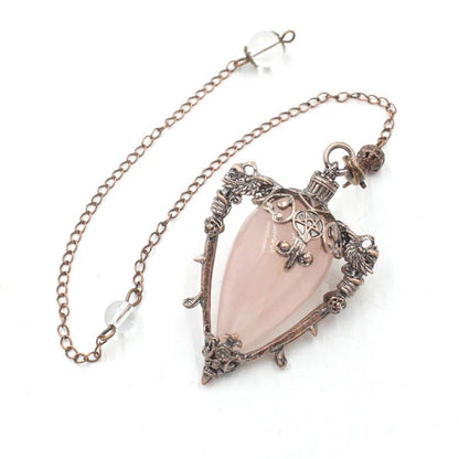 Large Natural Stone Pendant, Crystal Pendulum, Divination, Black Obsidian, Amethyst, Lapis Lazuli, Pink Quartz, Reiki, Spiritual, Pendulum, X210, Metal Color: Parallel Import