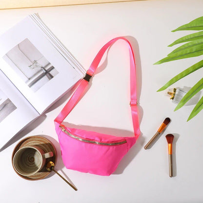 Women's Fanny Pack, Nylon Belt Bag, Stylish Waist Pouch, Lightweight, Waterproof, Multifunctional, Adjustable, with Zipper, Parallel Import