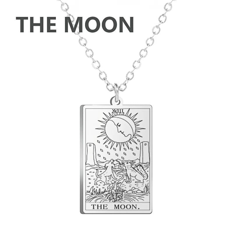 Stainless Steel Classic Tarot Card Pendant Necklace, Major Arcana, Gypsy Tarot, Divination Necklace, Jewelry, Mother's Day Gift, Parallel Import