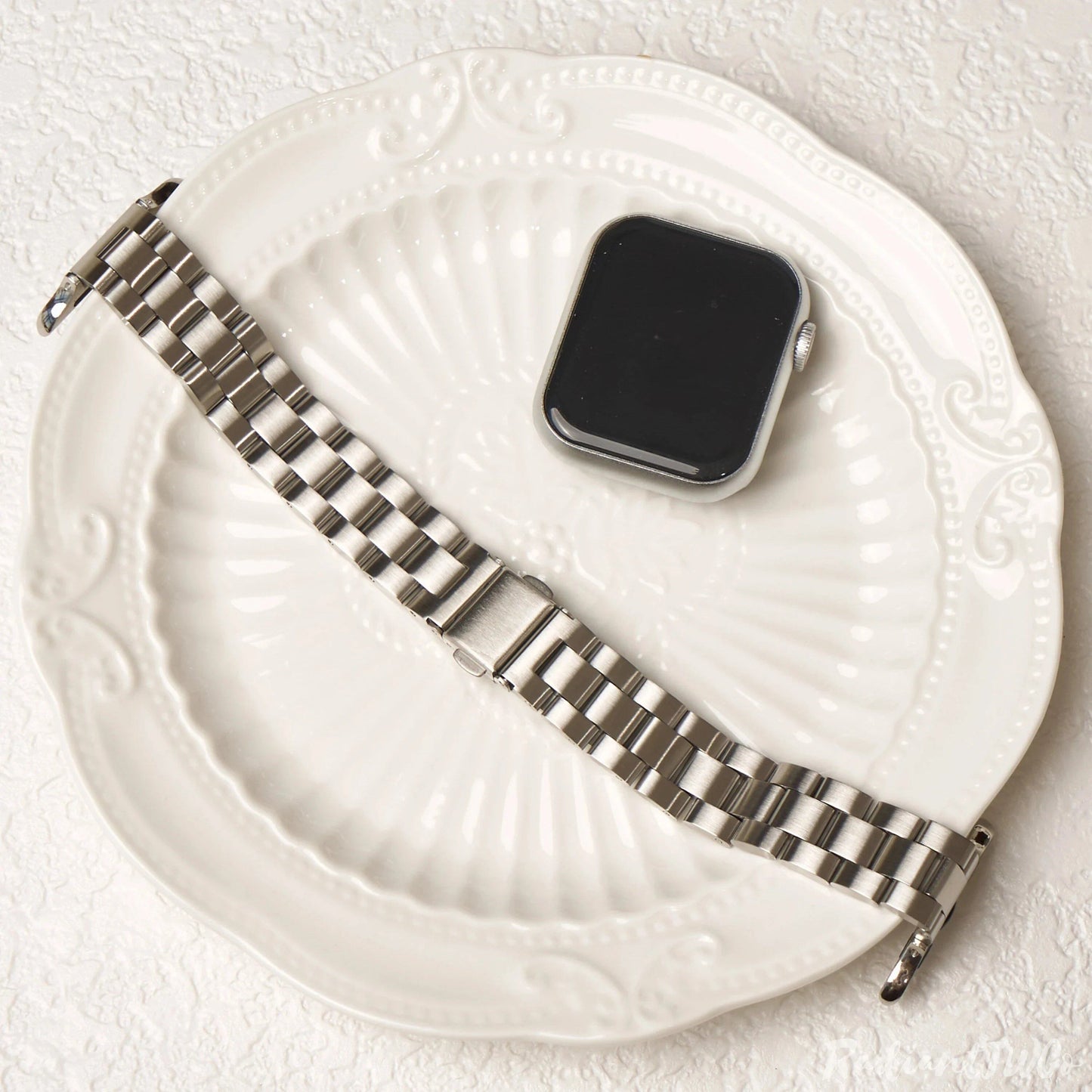 Thin Stainless Steel Metal Wristband Strap for Apple Watch Series 987654321, Compatible with iWatch 38/40/41/42/44/45mm, Size: S10-4, Parallel Import