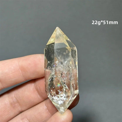Natural Clear Citrine Double Tip Energy Bar, Reiki Healing Crystal Point, Garden Home Decor, Meditation, Spiritual Color, Parallel Import