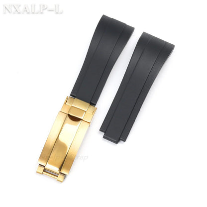 20mm Silicone Rubber Dive Watch Strap Bracelet for Rolex Daytona, Submariner, GMT, and Yacht-Master, 9x9mm, Fine-Adjust Buckle, Size: No Logo; Band Color: Black; Band Width: 20mm, Parallel Import