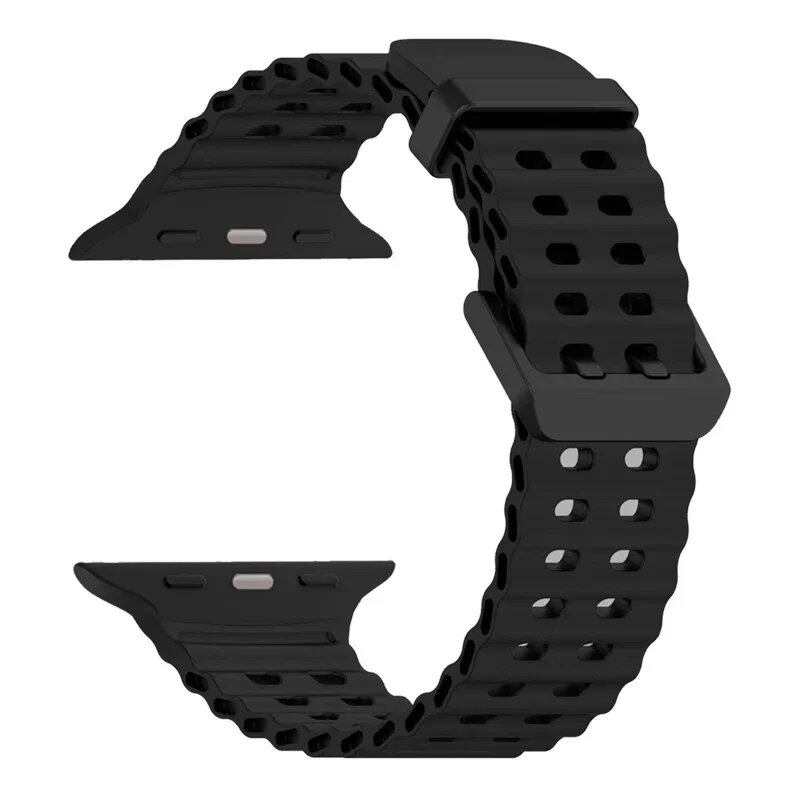 Silicone Ocean Strap for Apple Watch Ultra 2, 49mm, 45mm, 44mm, 42mm, 38mm, 41mm, and 40mm, compatible with iWatch Series 10/9/8/7/SE/5/4/3. Correa sizes: 42mm, 44mm, 45mm, and 49mm. Band colors: Parallel import.