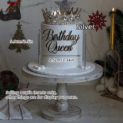 Set of 1, 3, or 5 Acrylic Birthday Queen Gold Cake Topper for Happy Birthday Party Side Cake Decorations. Size: Parallel Import.