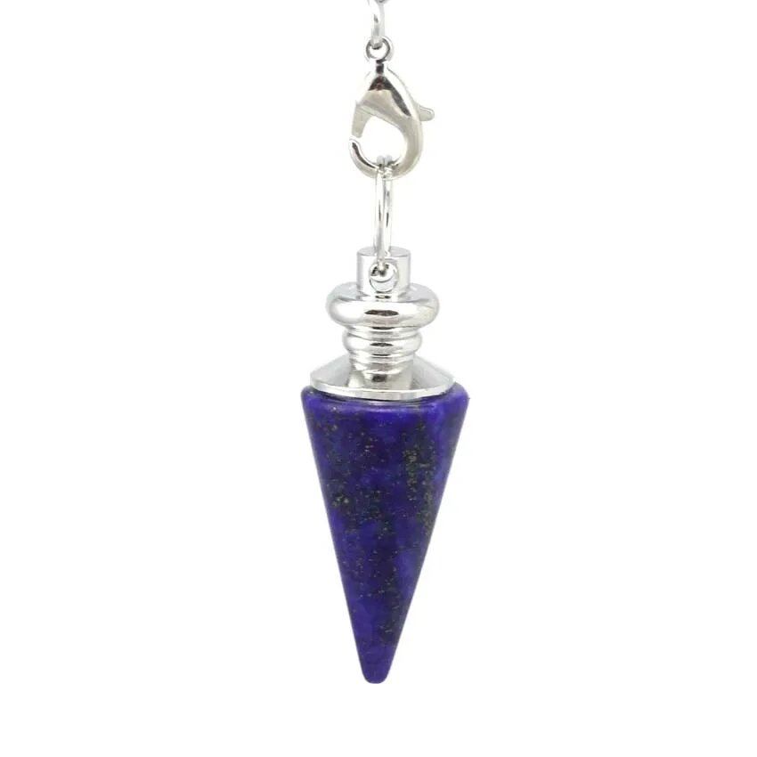 Healing Crystal Stone Cone Pendant - Natural Amethyst &amp; Rose Quartz Spiritual Pendulum for Dowsing &amp; Divination, Metal Color: Parallel Import