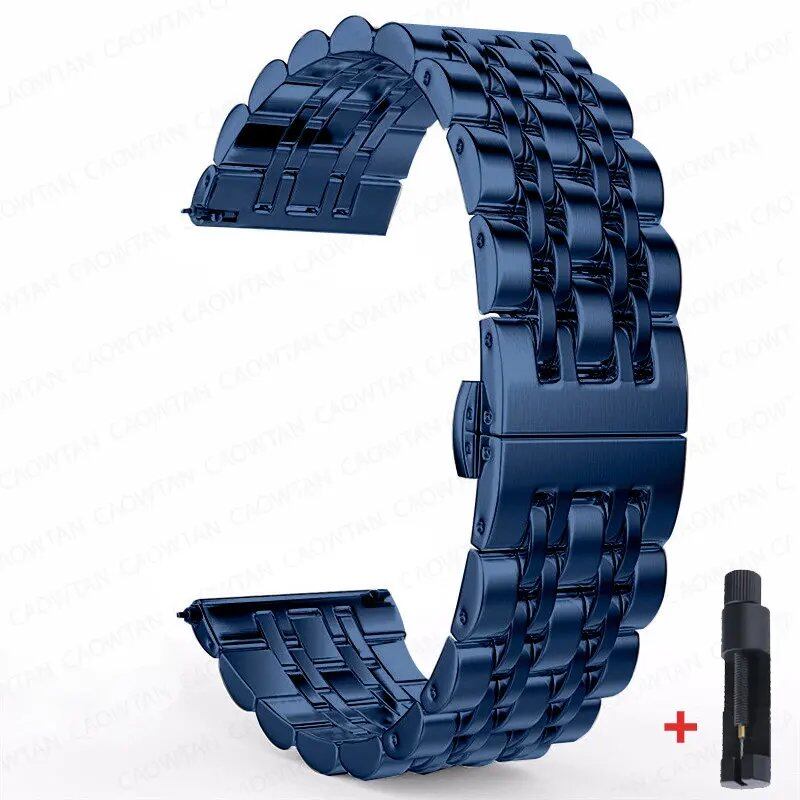 22mm and 20mm Stainless Steel Bands for Samsung Galaxy Watch 3, 4, 5 (45mm), Gear S3 (46mm and 42mm), and Active 2 (40mm and 44mm) - Compatible with Amazfit BIP 2 and GTR. Band Color: mm; Ships from: Parallel Import