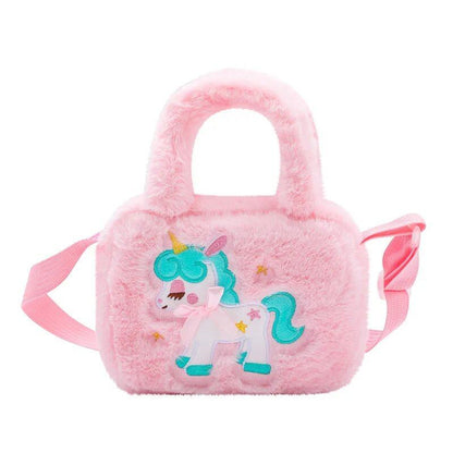 かわいい子供向けアニメユニコーン クロスボディバッグ ふわふわプラッシュ ショルダーバッグ 女の子用 パーティーや休日の贈り物に最適  並行輸入品